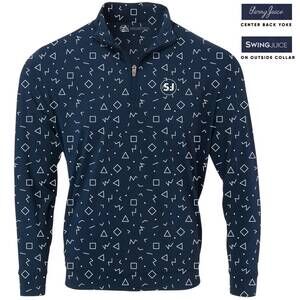 NEW SWINGJUICE men's golf memphis geometric quarter zip sweatshirt in navy